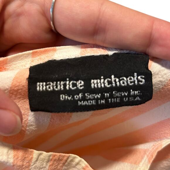 Vintage 60s Pink White Striped Top Womens Sz Large Drawstring Waist Barbiecore - Picture 6 of 15